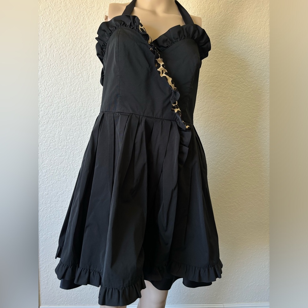 Marc Jacobs strapless black and cheetah print dress